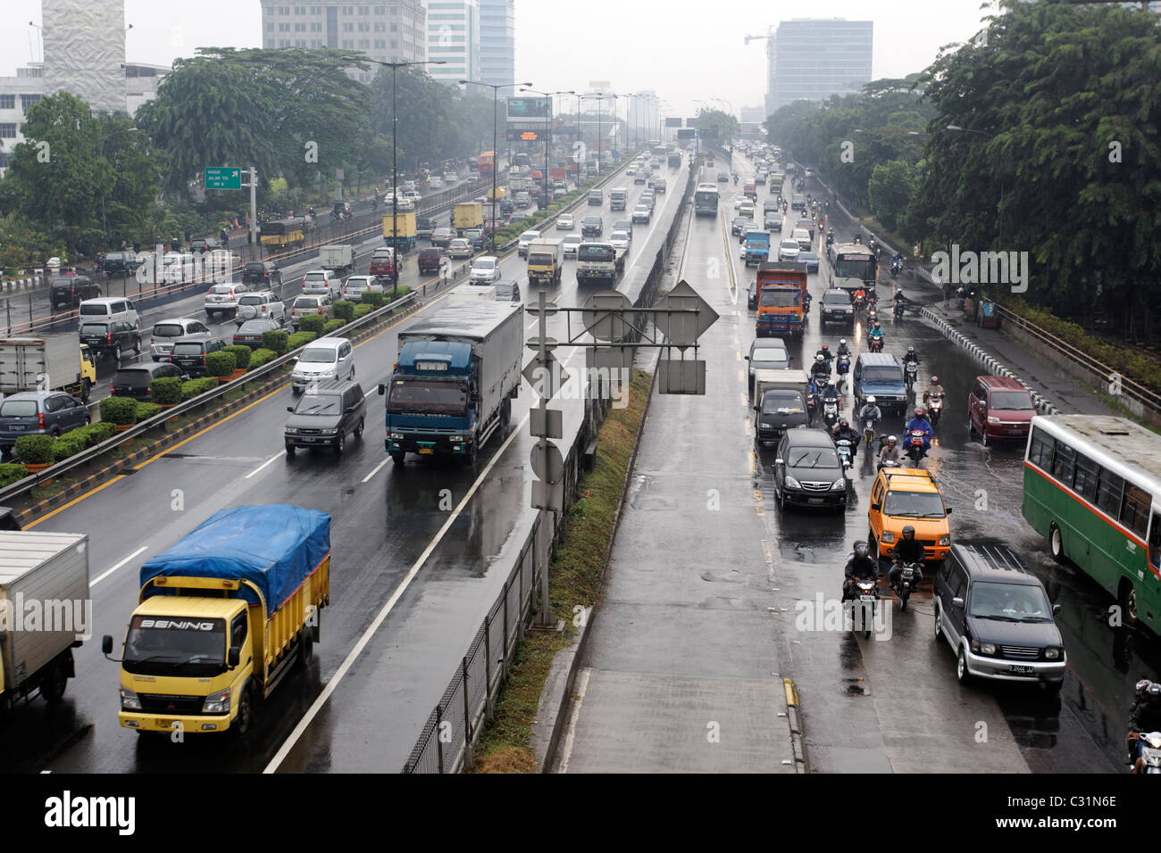 Il traffico di Jakarta, Indonesia, Marzo 2011 Foto Stock