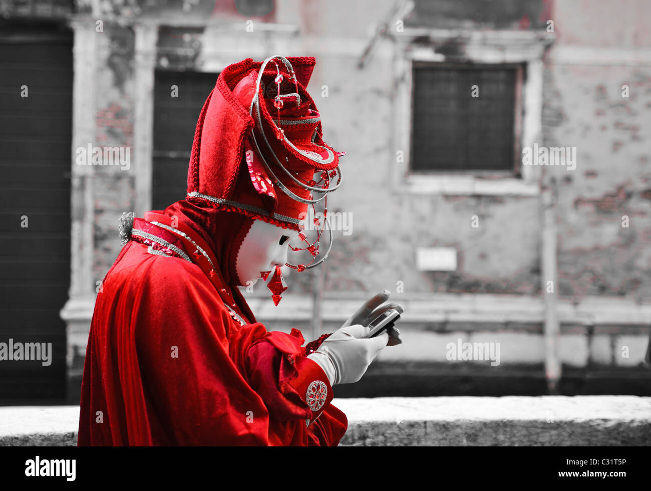 Il pagliaccio del carnevale veneziano Foto Stock