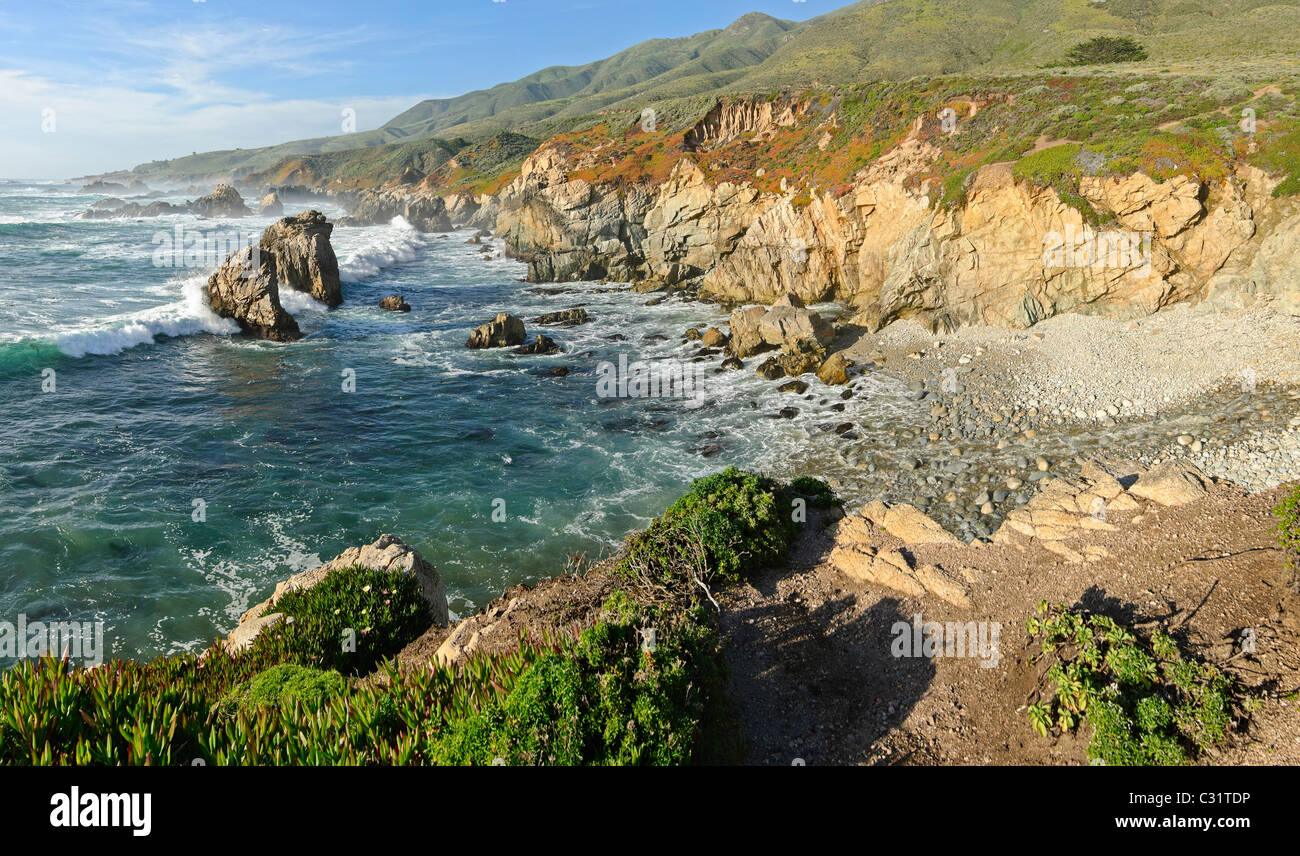 Vista delle onde che si infrangono dal punto Soberanes in Garrapata State Park. Foto Stock