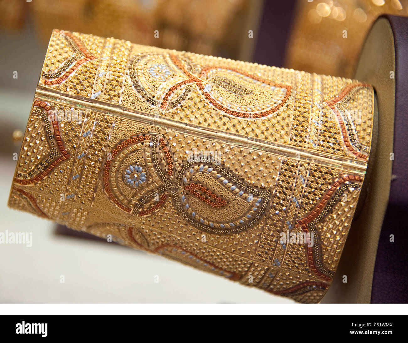 Gioielli in oro in oro di Dubai bazaar Foto Stock