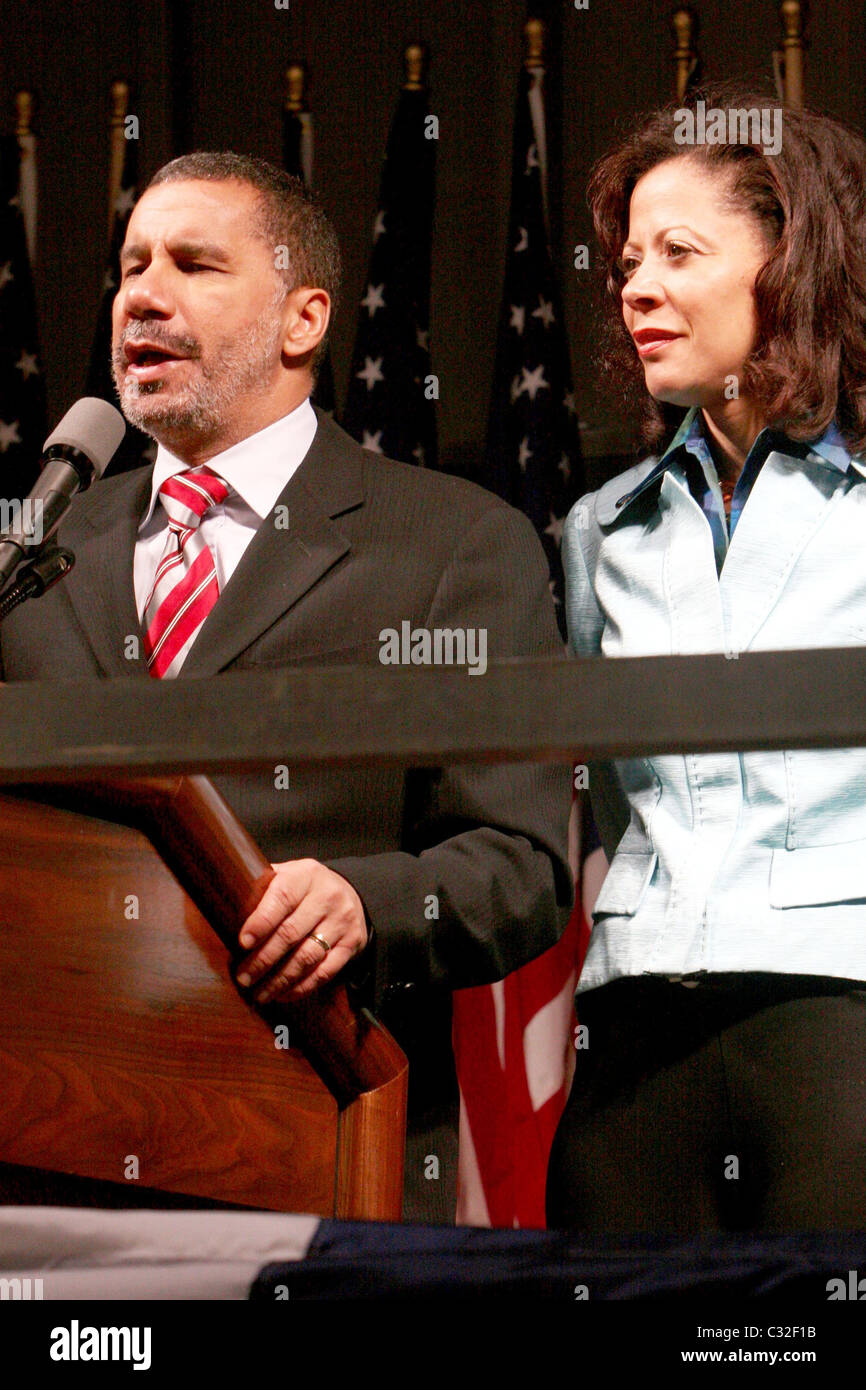 Governatore David Patterson e Michelle Paige Paterson elezione notte partito svoltasi presso l'Adam Clayton Powell membro Edificio per uffici Foto Stock