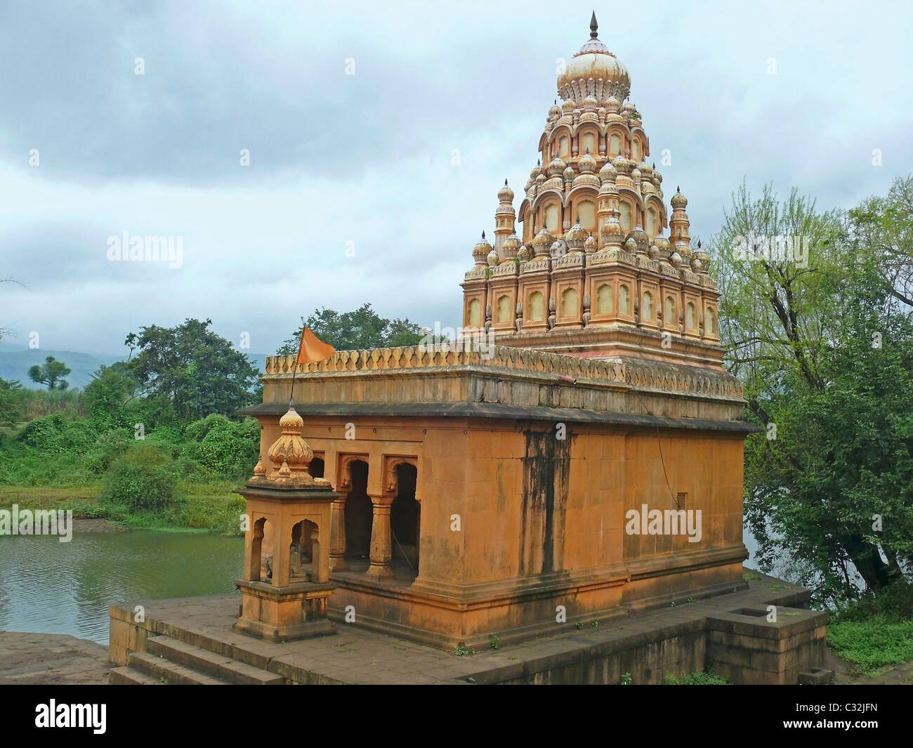 Signore Shiva tempio vicino a Nana Phadnavis wada, Wai, Satara, Maharashtra, India Foto Stock
