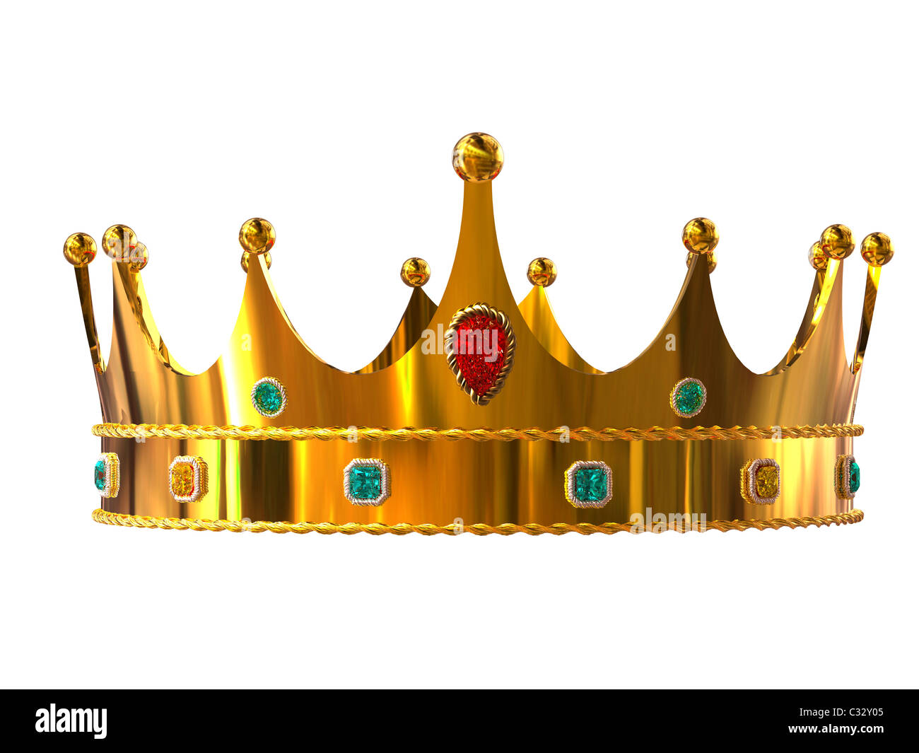 Golden crown isolati su sfondo bianco Foto Stock