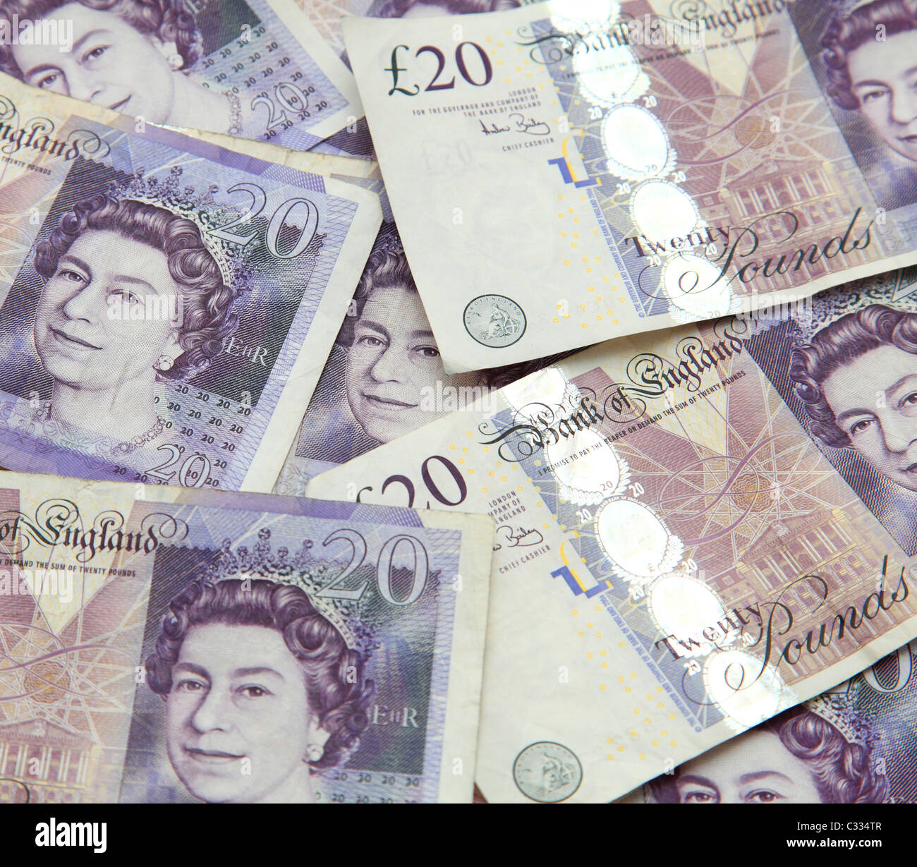 20 Sterline GBP Sterling Bank of England banconote. Foto Stock