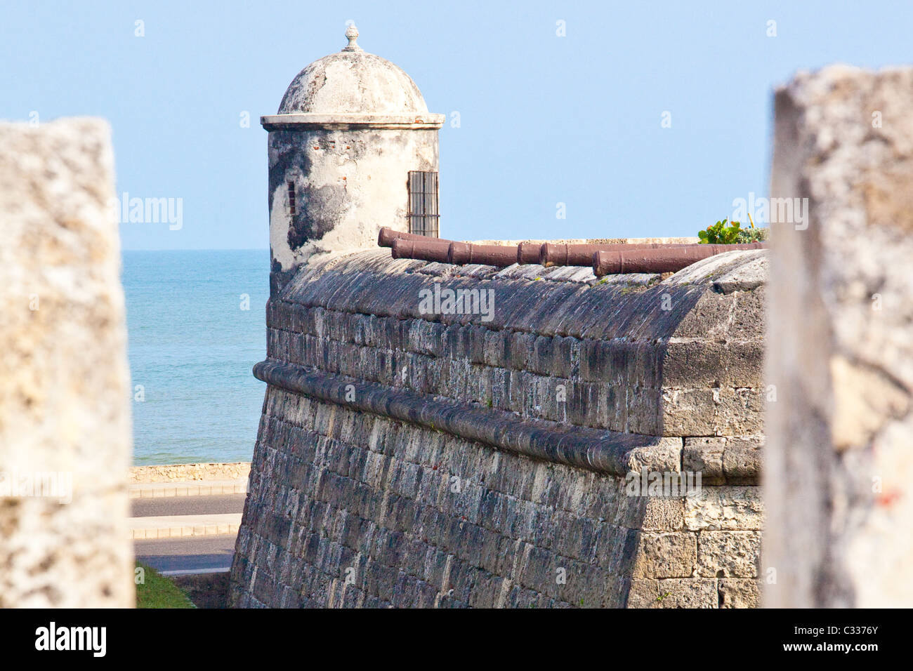 Mura della città vecchia, Cartagena, Colombia Foto Stock