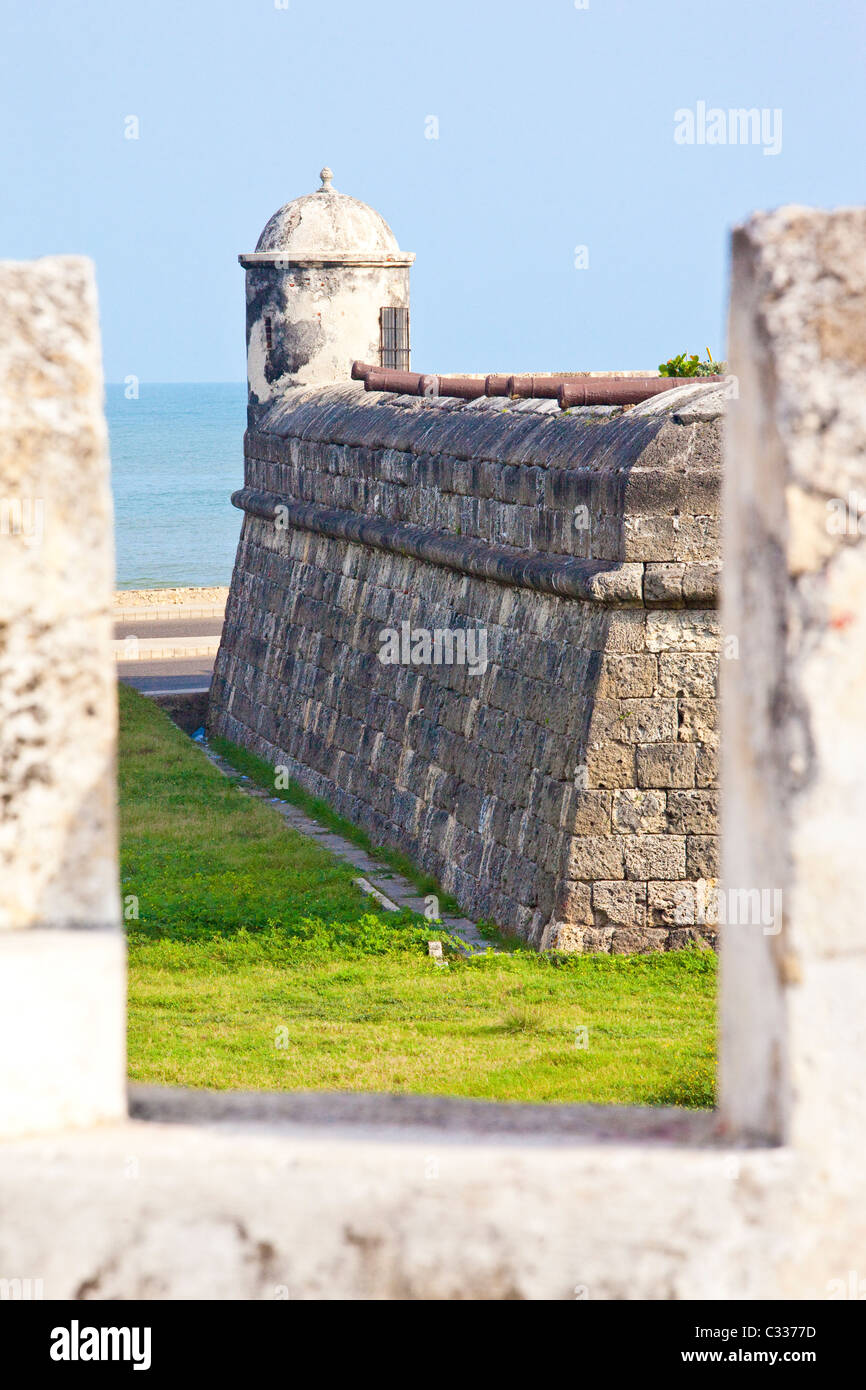 Mura della città vecchia, Cartagena, Colombia Foto Stock