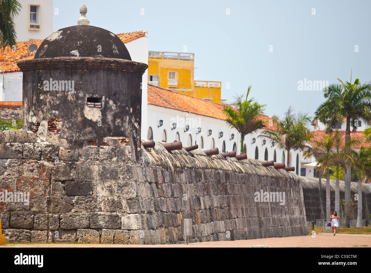 Mura della città vecchia, Cartagena, Colombia Foto Stock