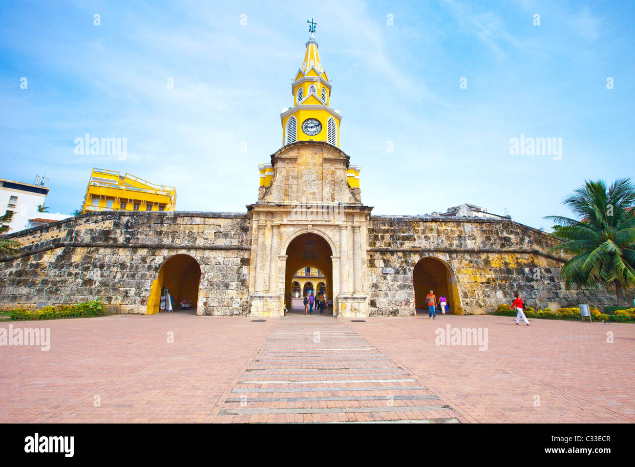 La Torre dell Orologio Gate (o Puerta de Reloj), Cartagena, Colombia Foto Stock