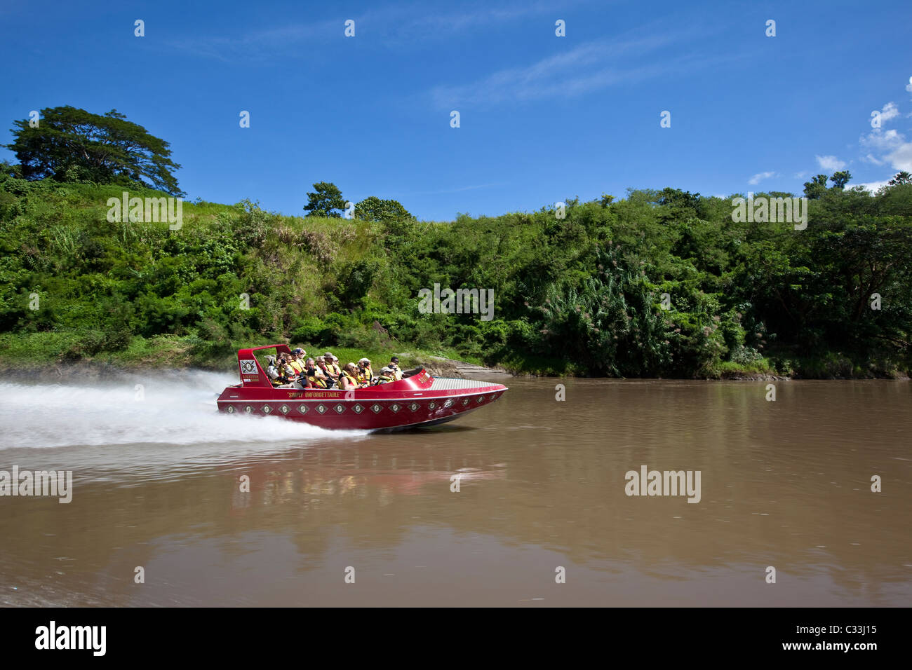 Sigatoka River Safari, jet boat tour, Viti Vevu, Isole Figi Foto Stock