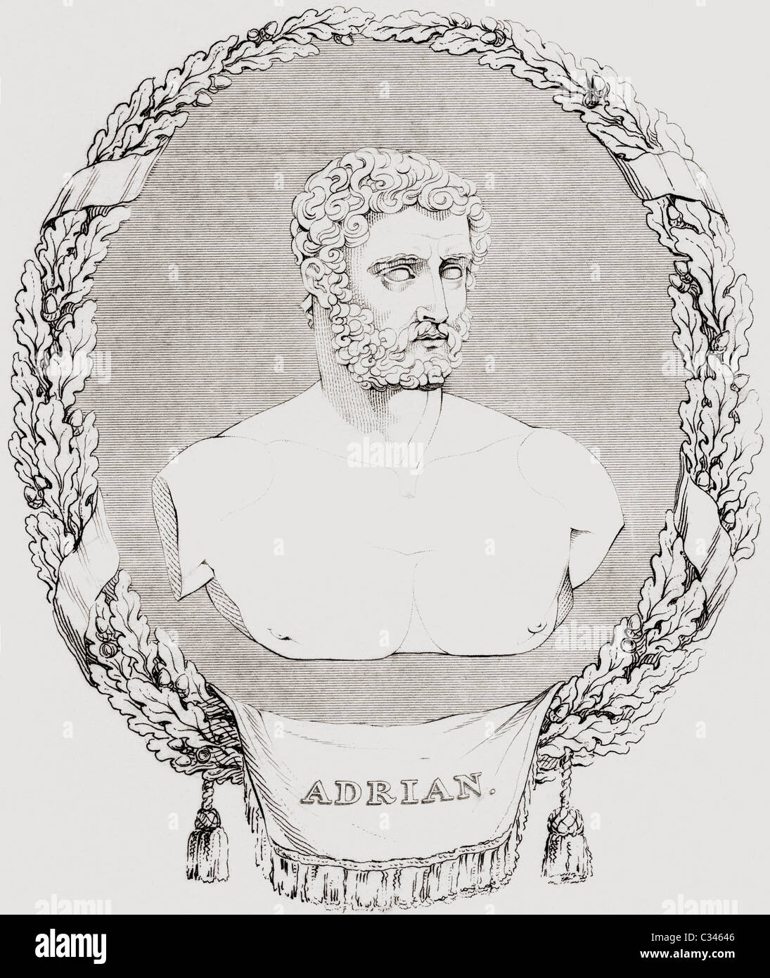 Adriano, Publio Aelius Hadrianus Trajanus Augustus, 76 - 138. Imperatore romano. Foto Stock