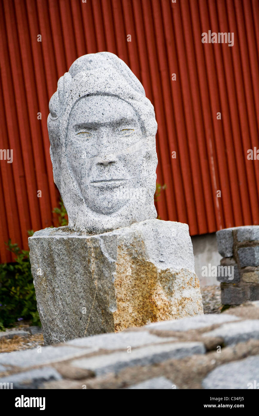 La scultura in pietra in Qaqortoq (Julianehåb), Groenlandia meridionale Foto Stock