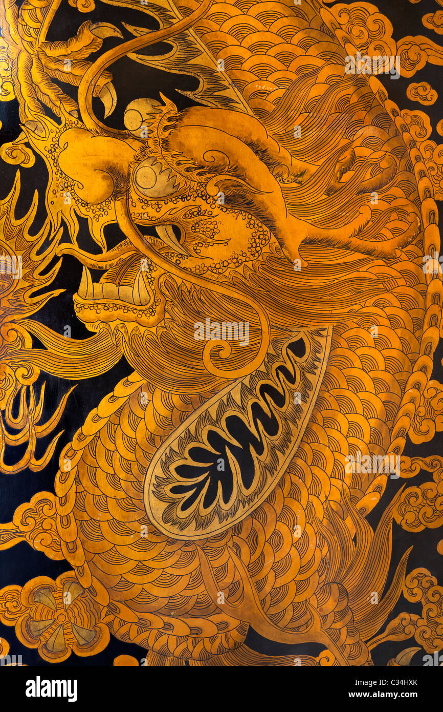 Thian Hok Keng Temple, Singapore - dragon porte Foto Stock