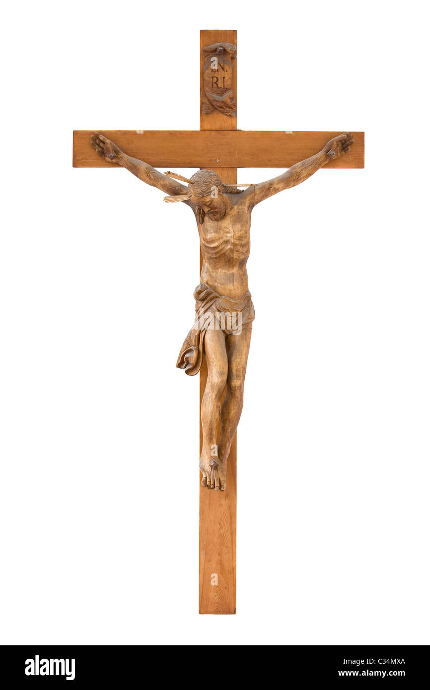 Crocifisso in legno presso il monastero Benedikbeuern / Baviera Germania, Europa Foto Stock