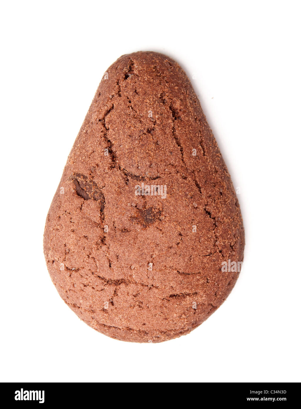 Goccia al cioccolato a forma di cookie vista dall'alto isolato su bianco Foto Stock