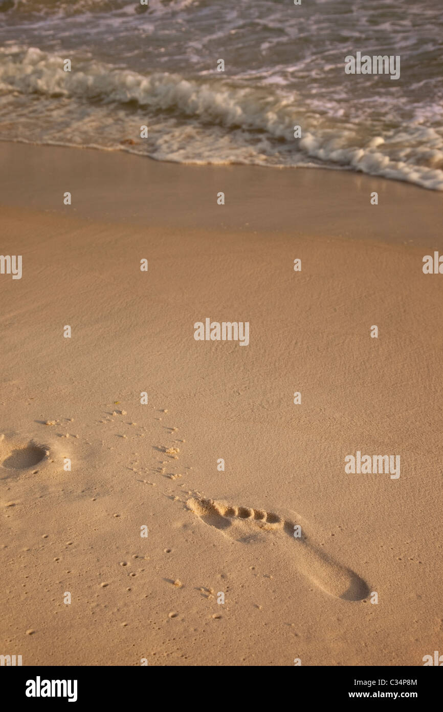 Ingombro con la sabbia a Alys Beach in Florida, Stati Uniti d'America Foto Stock
