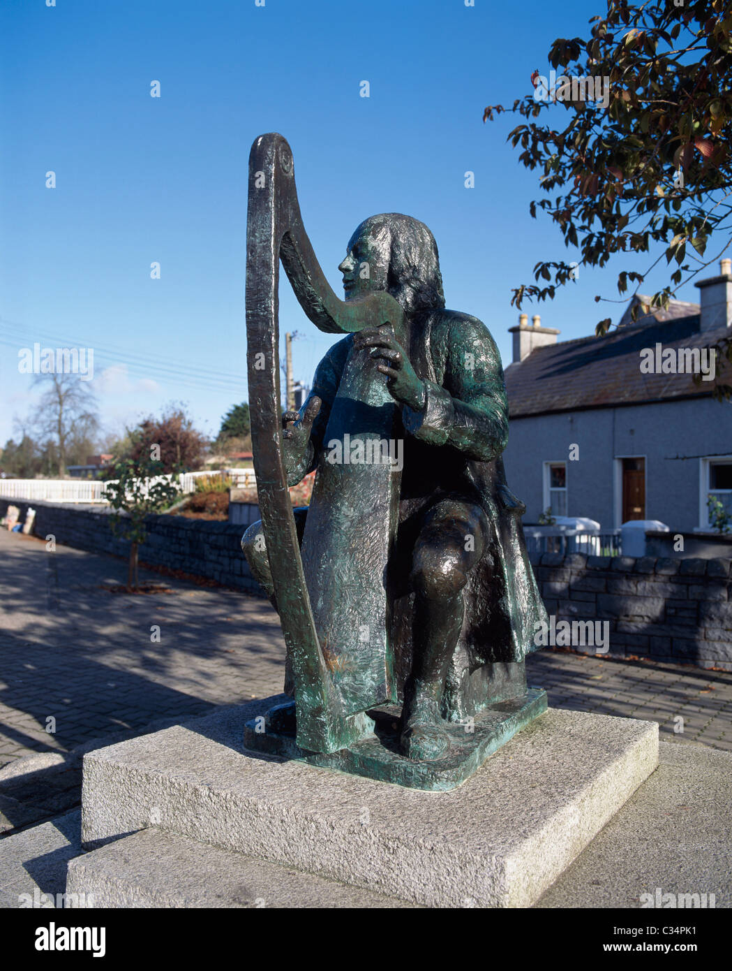 Co Leitrim,l'Irlanda;Statua di Turlough o'carolan Mohill Foto Stock