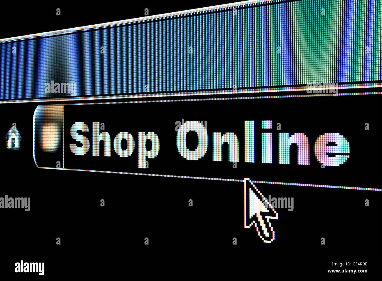 Shop Online concetto su un browser internet l'indirizzo URL Foto Stock