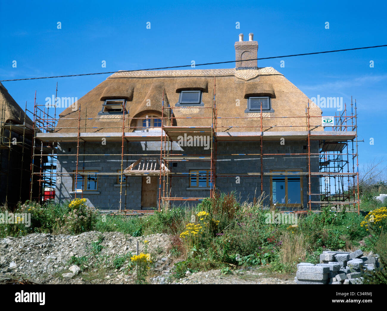 Stradbally,Co Waterford,l'Irlanda;nuovo cottage con il tetto di paglia Foto Stock