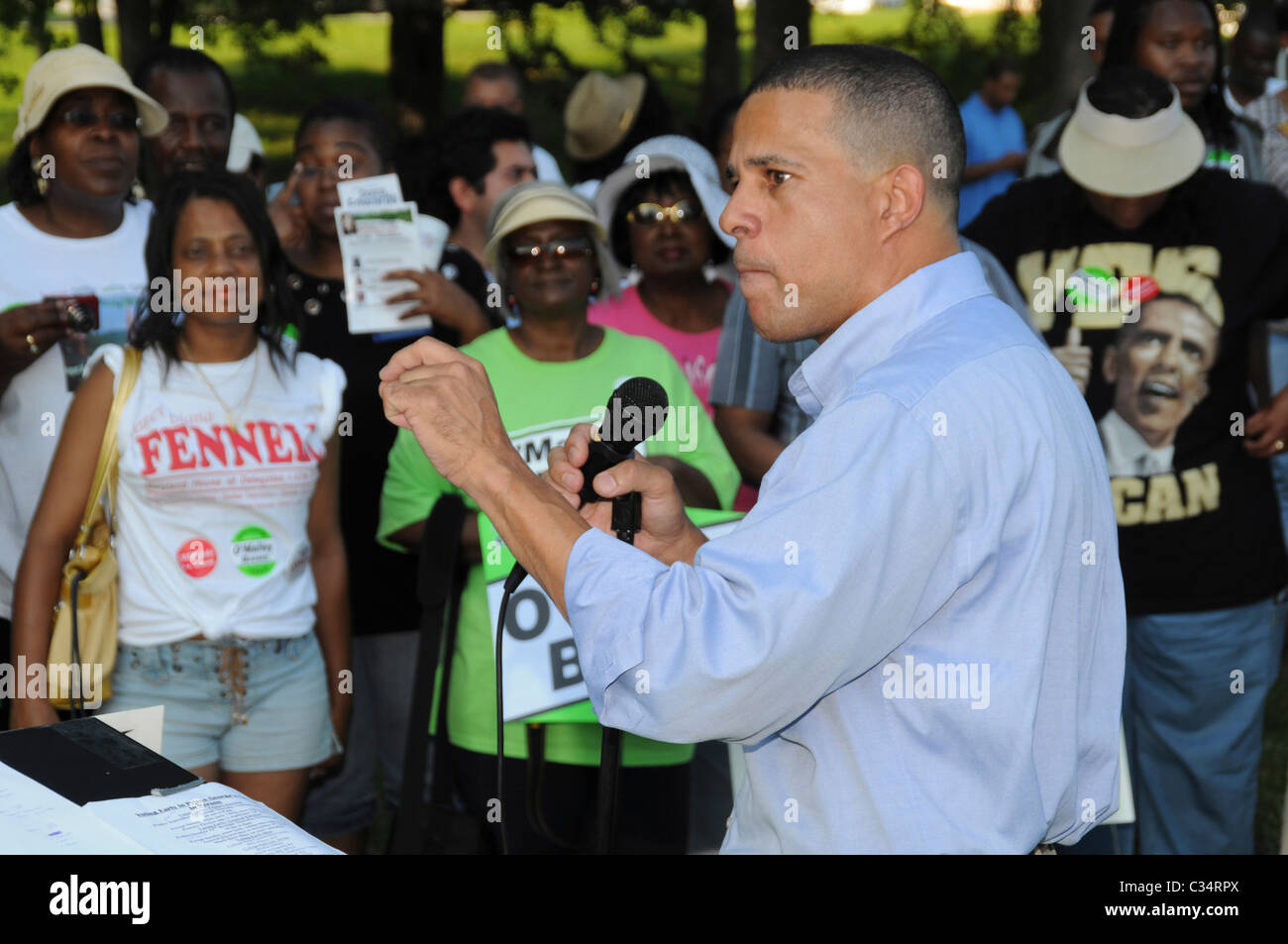 Maryland Lt Governor parla di sostenitori in un rally democratica in Largo, Maryland Foto Stock