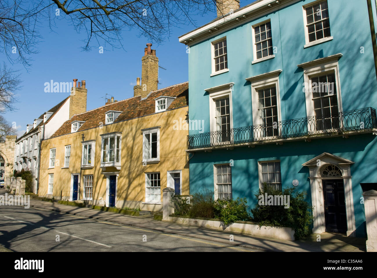 Case sul Priory Gate, compresi William Byrd House. Lincoln, Lincolnshire, Inghilterra. Foto Stock