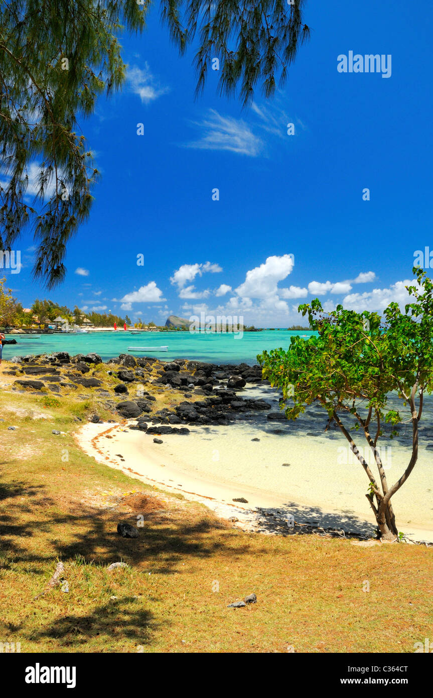 La Baia di Anse La Raie (a nord-ovest di Grand Gaube), Riviere Du Rempart, Mauritius. Foto Stock