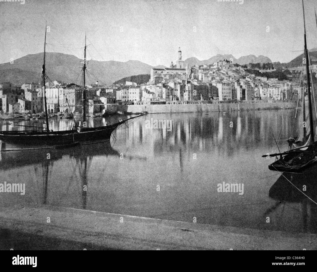 Uno dei primi autotypes di Menton, Francia, fotografia storica, 1884 Foto Stock