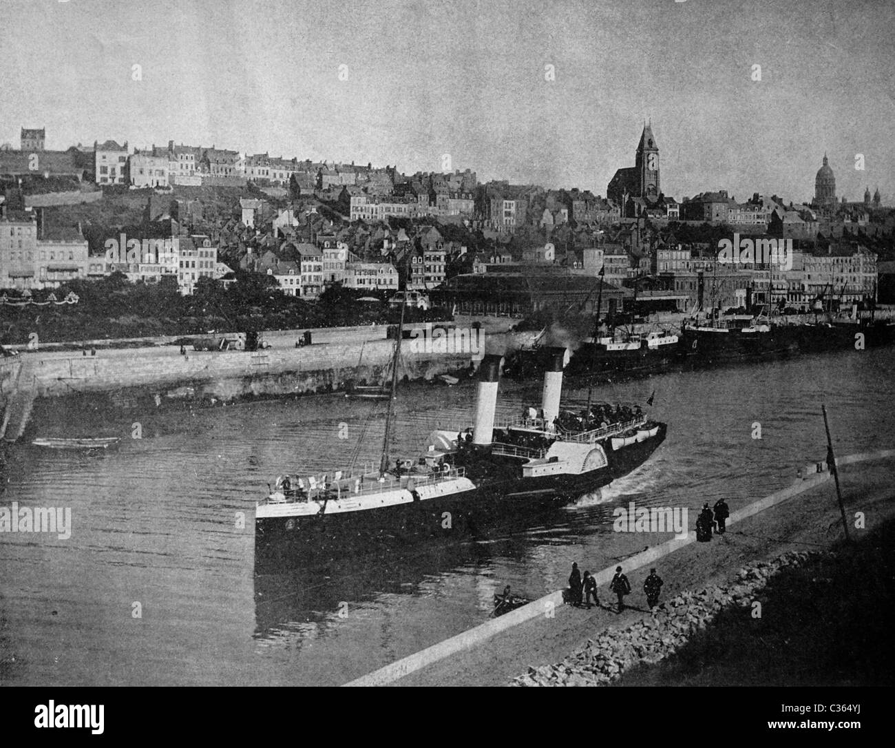 Uno dei primi autotypes di Boulogne-sur-mer, Francia, fotografia storica, 1884 Foto Stock