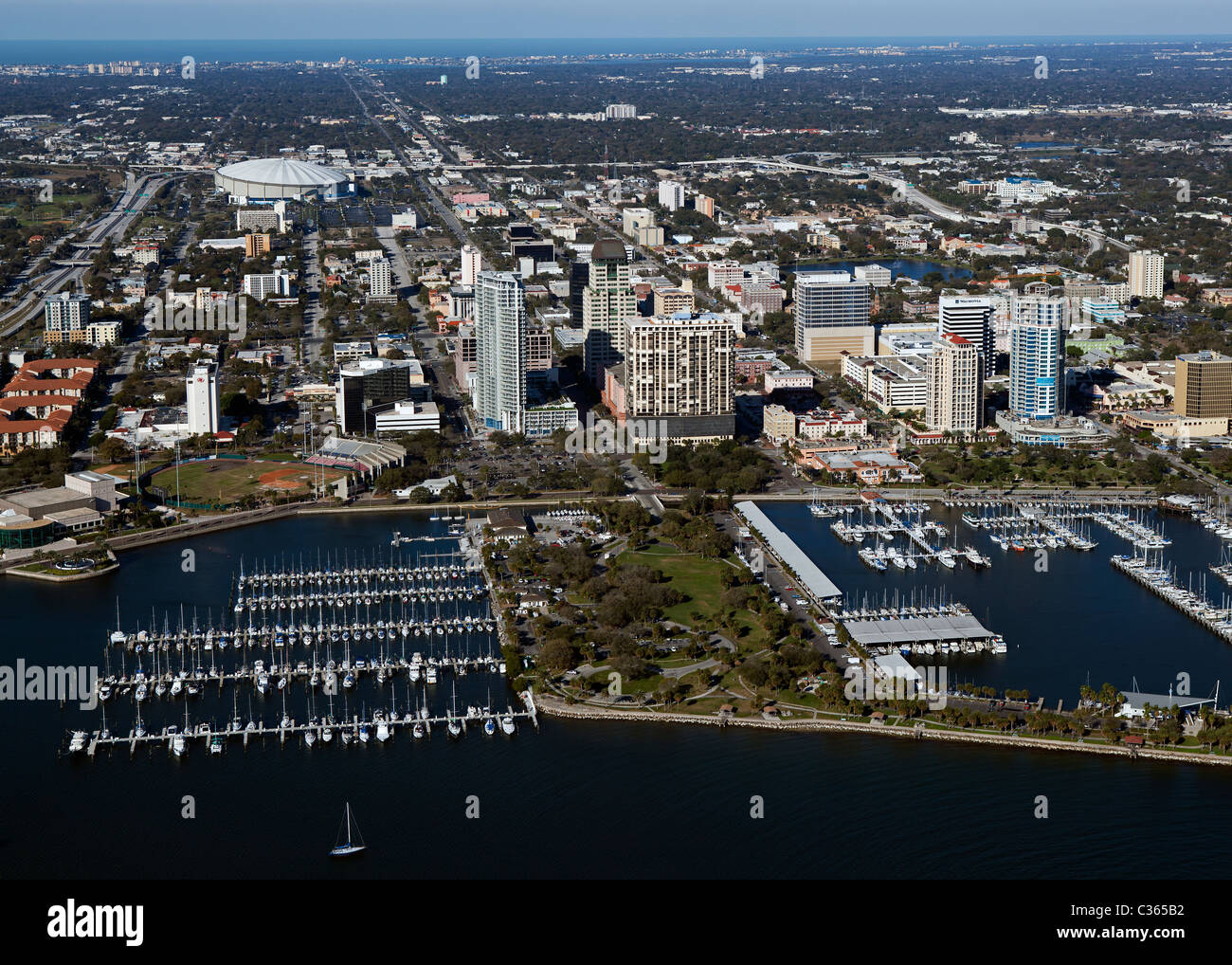 Vista aerea al di sopra di San Pietroburgo Florida Foto Stock
