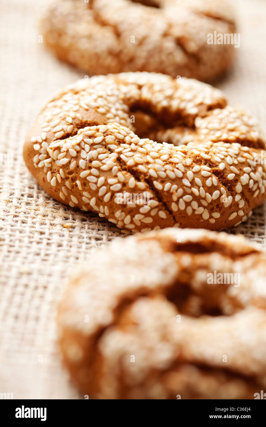 Fresca pane rustico/bagel, shallow dof Foto Stock