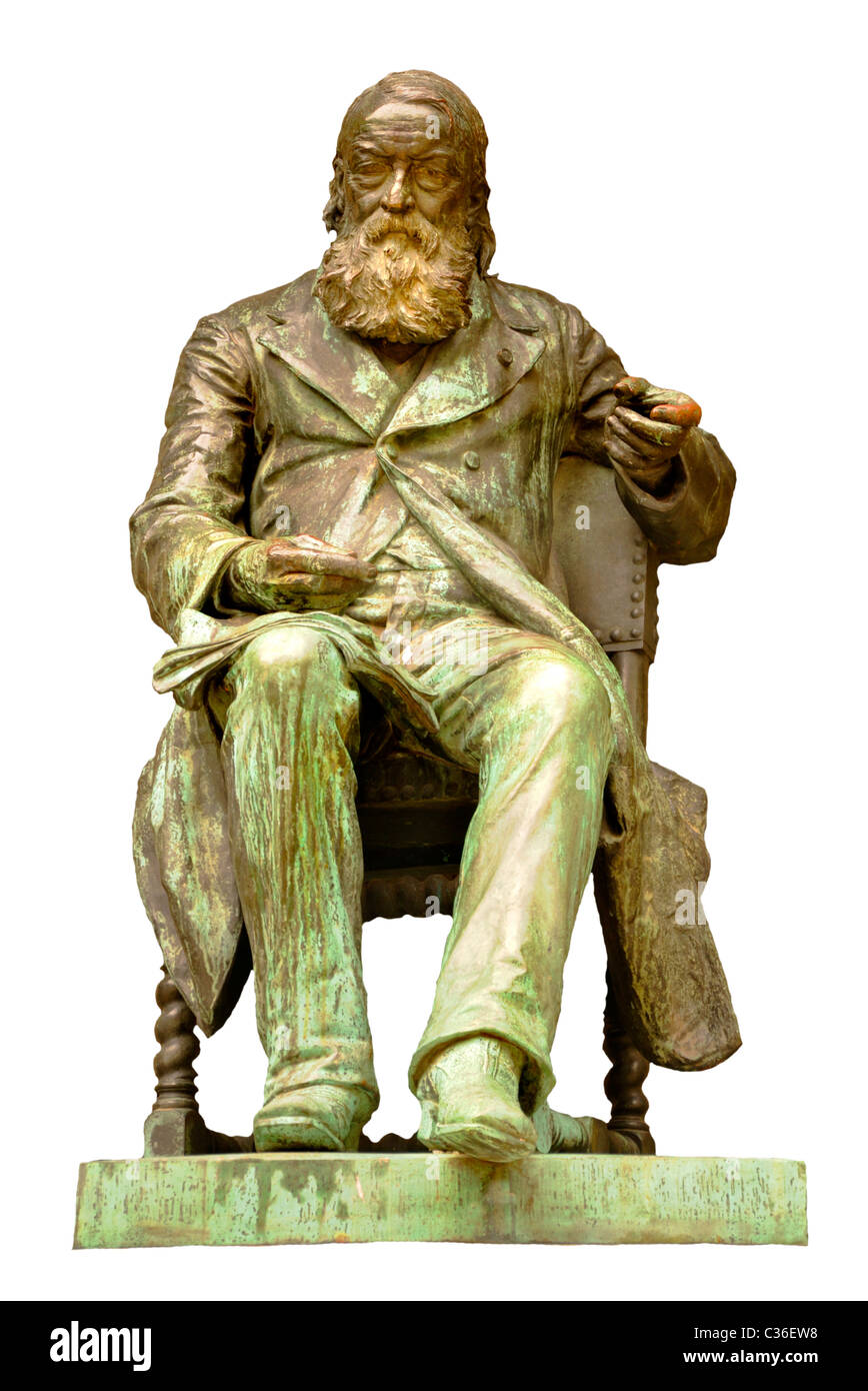 Antwerp / Antwerpen, Belgio. Statua di Hendrick coscienza (19thC romanziere fiamminga) in Henrick Conscienceplein (quadrato) Foto Stock