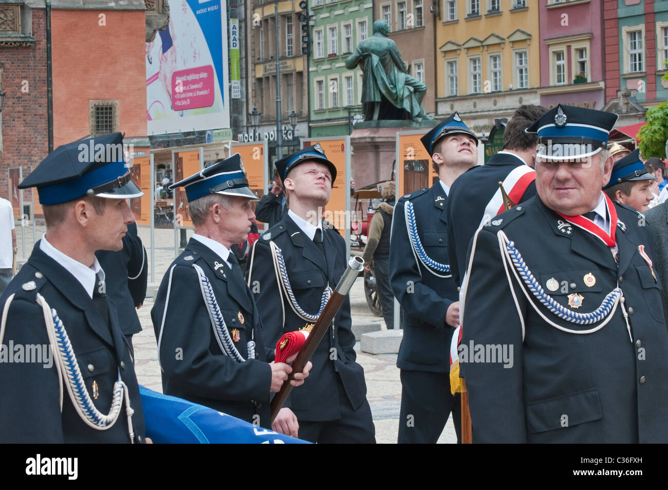 Vigili del fuoco Day festival a Rynek (Piazza del Mercato) a Wrocław, Bassa Slesia, Polonia Foto Stock