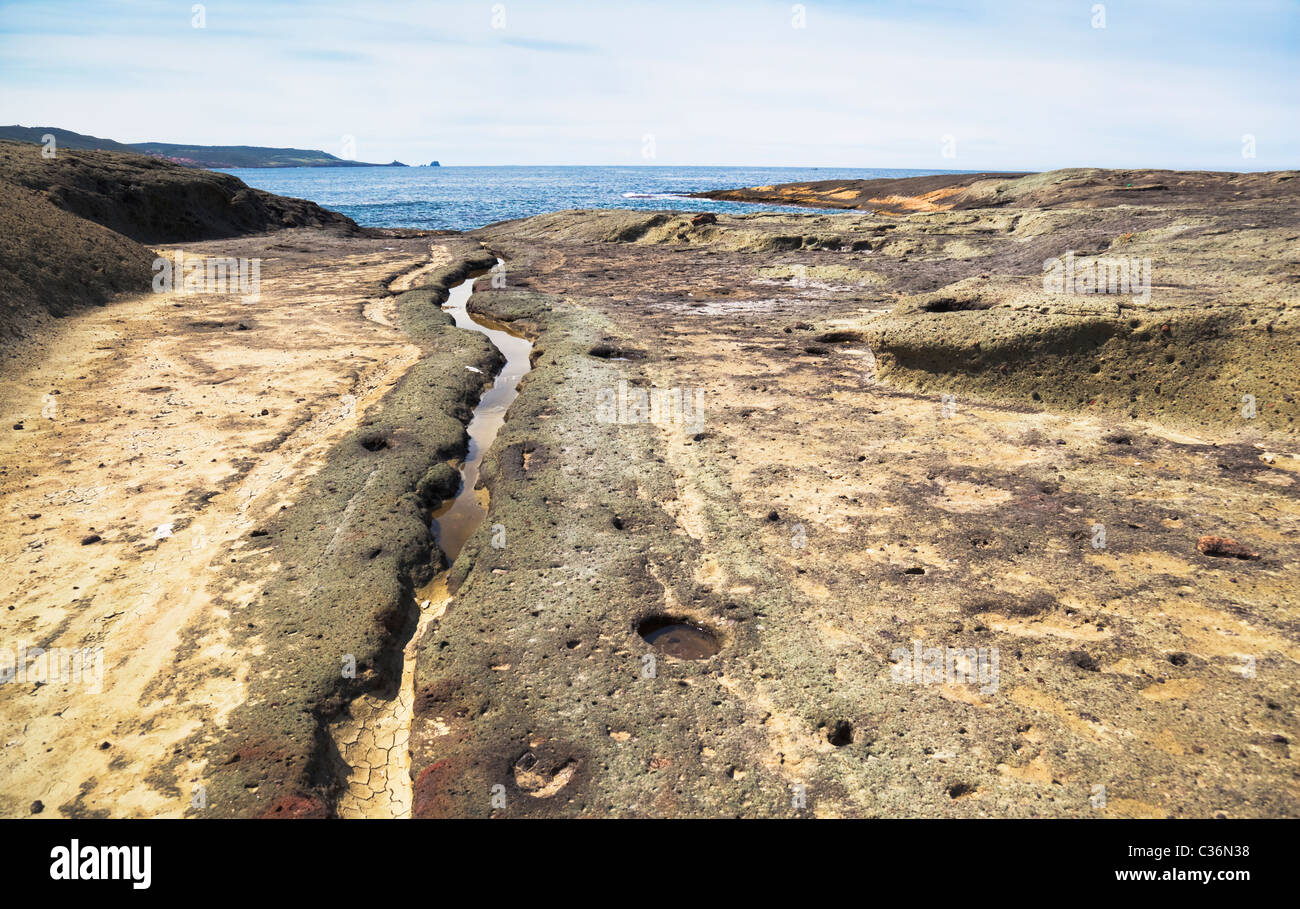 Costa vicino a Bosa, Sardegna, Italia. Foto Stock