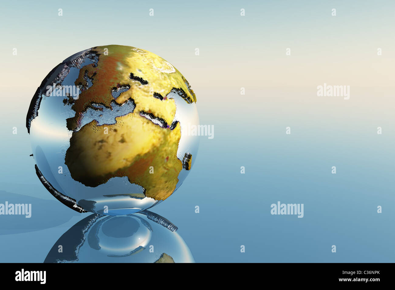 Un globo mondo che mostra i continenti di Europa, Medio Oriente e Africa. Foto Stock