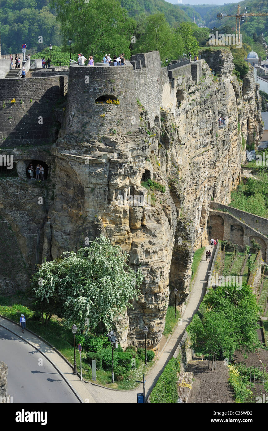 Il Bock rock fortificazioni e casemates in Lussemburgo, Granducato del Lussemburgo Foto Stock