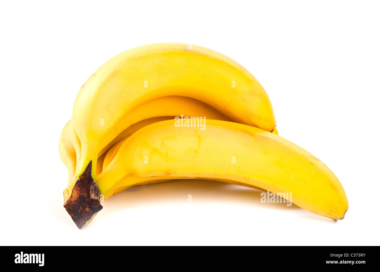 Grappolo di banane isolati su sfondo bianco Foto Stock