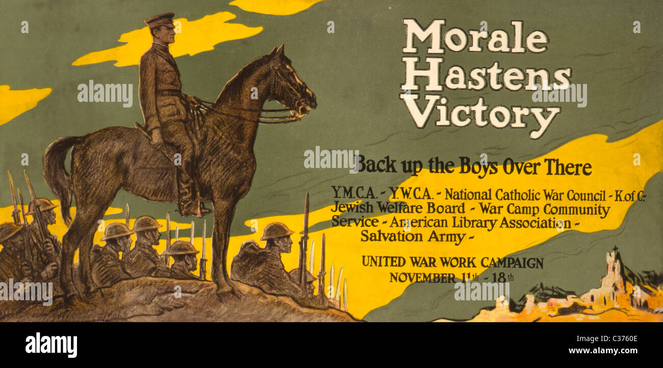 Morale affretta la vittoria - back up i ragazzi laggiù Regno guerra campagna di lavoro, nov. Xi - XVIII - Novembre 1918 Poster Foto Stock