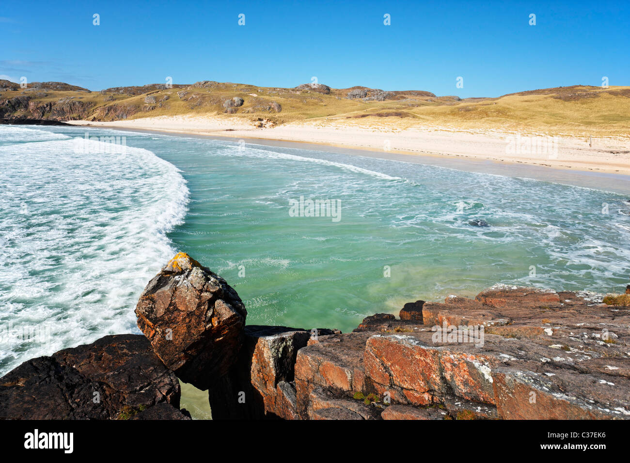 Oldshoremore beach, vicino Kinlochbervie, Sutherland, Highland, Scotland, Regno Unito. Foto Stock