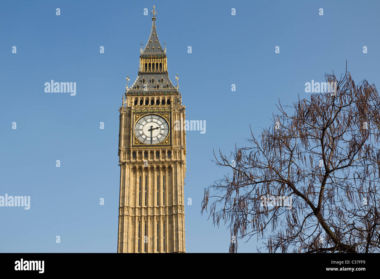 Big Ben orologio, Westminster, Whitehall, Londra, Regno Unito. Foto:Jeff GHilbert Foto Stock