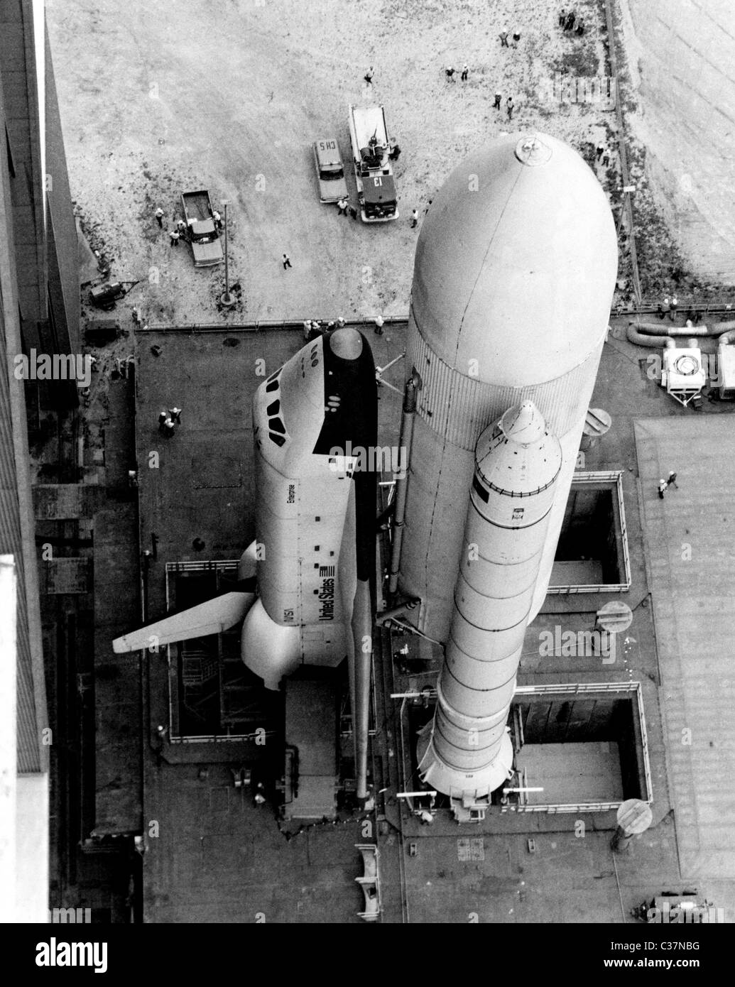 Lo Space Shuttle Enterprise sulla rampa di lancio Foto Stock
