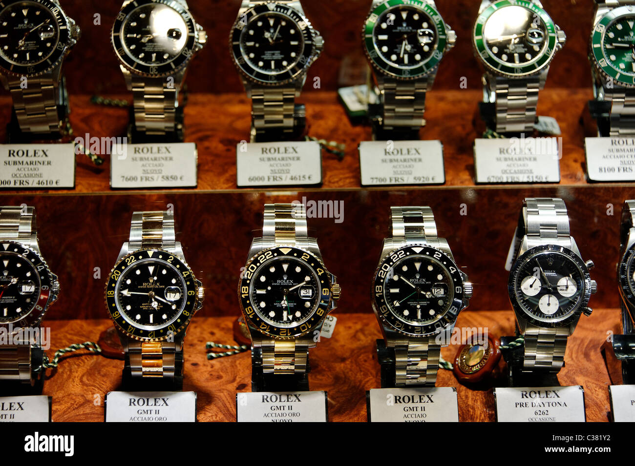 Rolex shop, Lugano, Canton Ticino, Svizzera Foto stock - Alamy