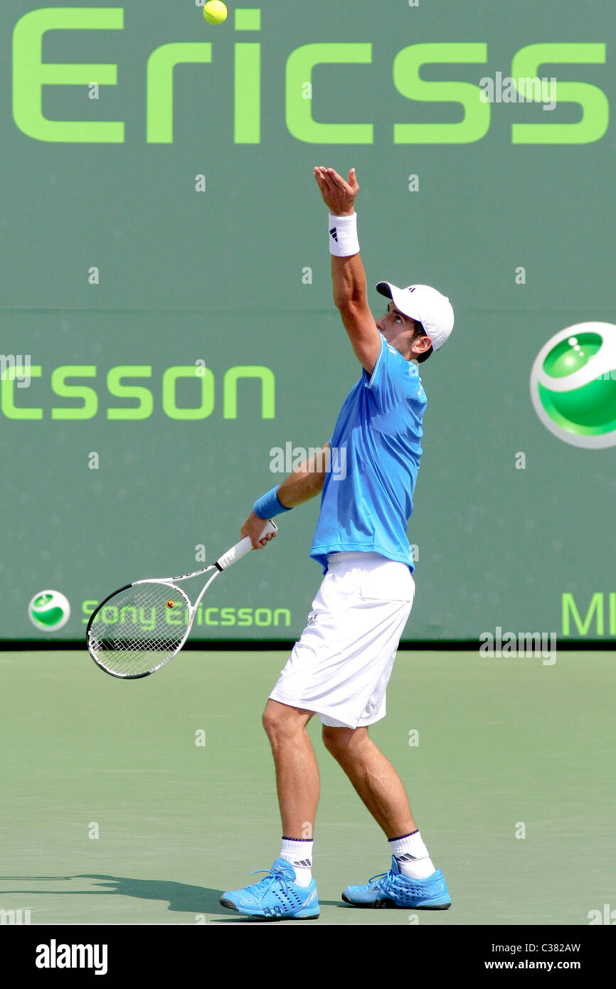 Novak Djokovic giorno 9 del Sony Ericsson Open al Crandon Park Tennis Center Key Biscayne, Florida - 31.03.09 : Foto Stock