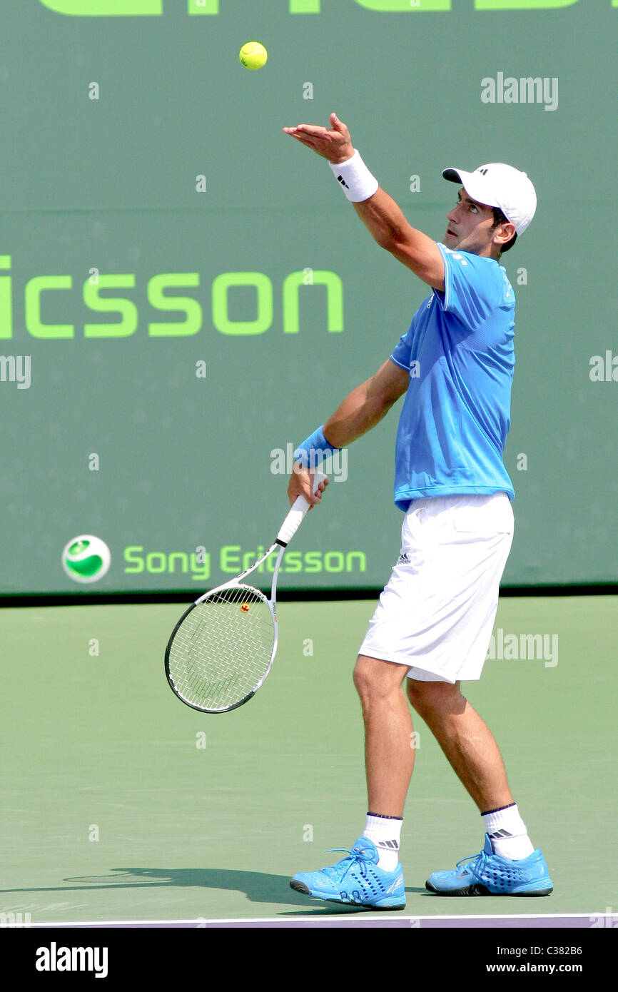 Novak Djokovic giorno 9 del Sony Ericsson Open al Crandon Park Tennis Center Key Biscayne, Florida - 31.03.09 : Foto Stock