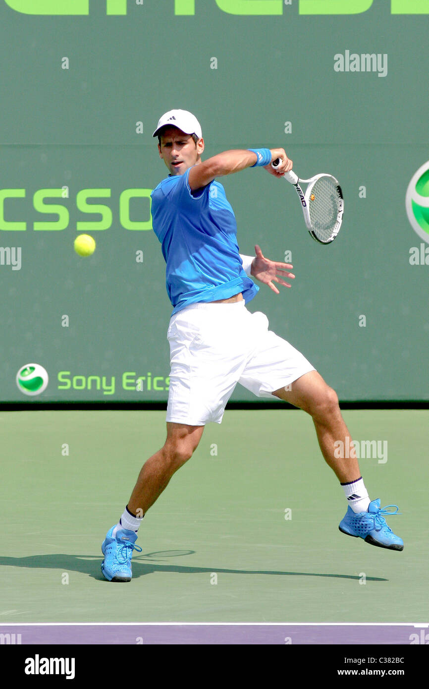 Novak Djokovic giorno 9 del Sony Ericsson Open al Crandon Park Tennis Center Key Biscayne, Florida - 31.03.09 : Foto Stock