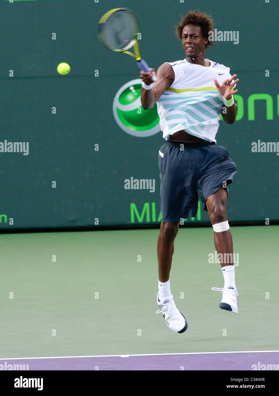 Gael Monfils giorno 9 del Sony Ericsson Open al Crandon Park Tennis Center Key Biscayne, Florida - 31.03.09 : Foto Stock