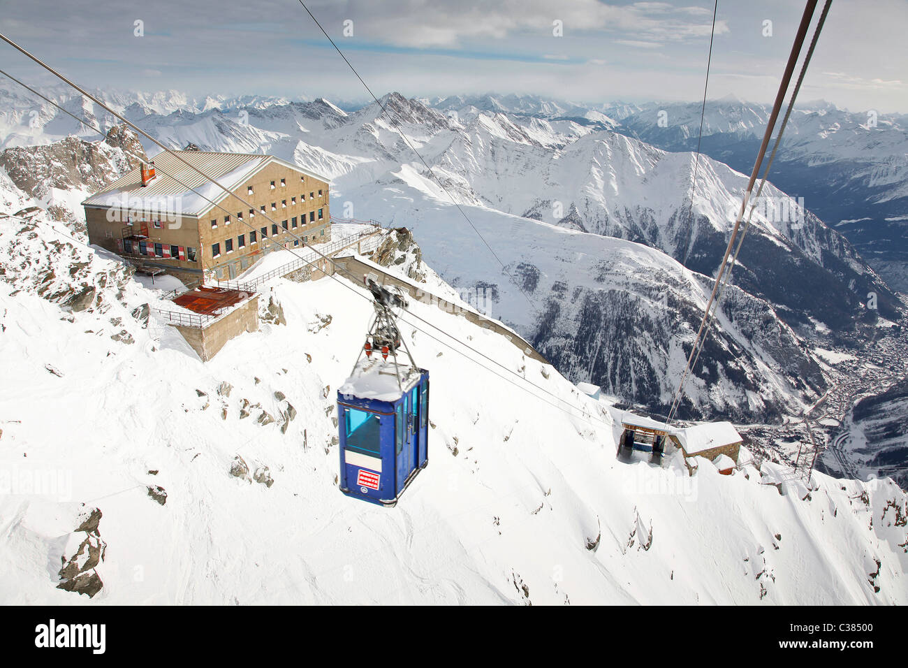 Rigugio rifugio Torino, funivia dei ghiacciai, Monte Bianco, Valle d'Aosta Italia, Europa Foto Stock