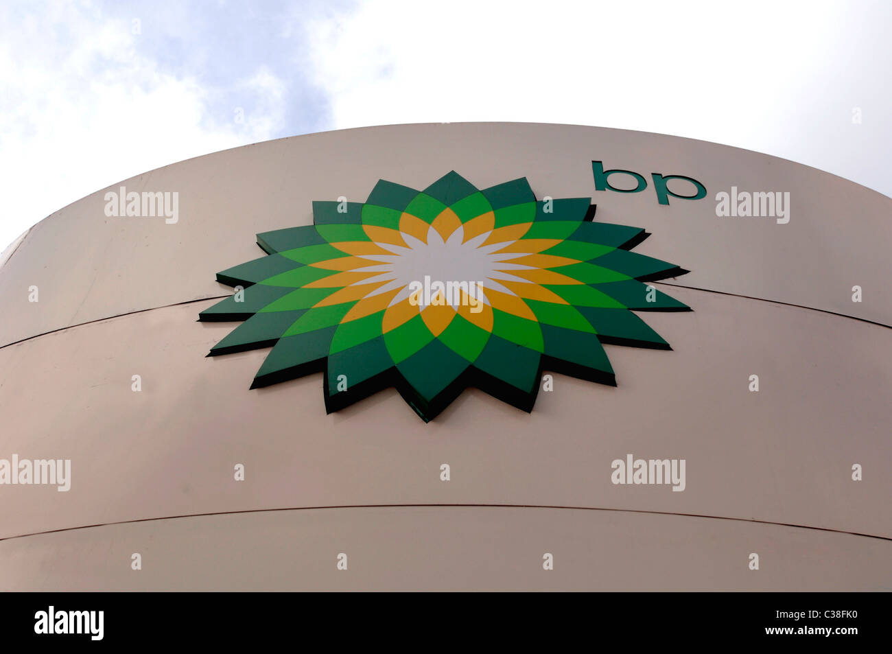 Una stazione di servizio BP segno. Foto Stock