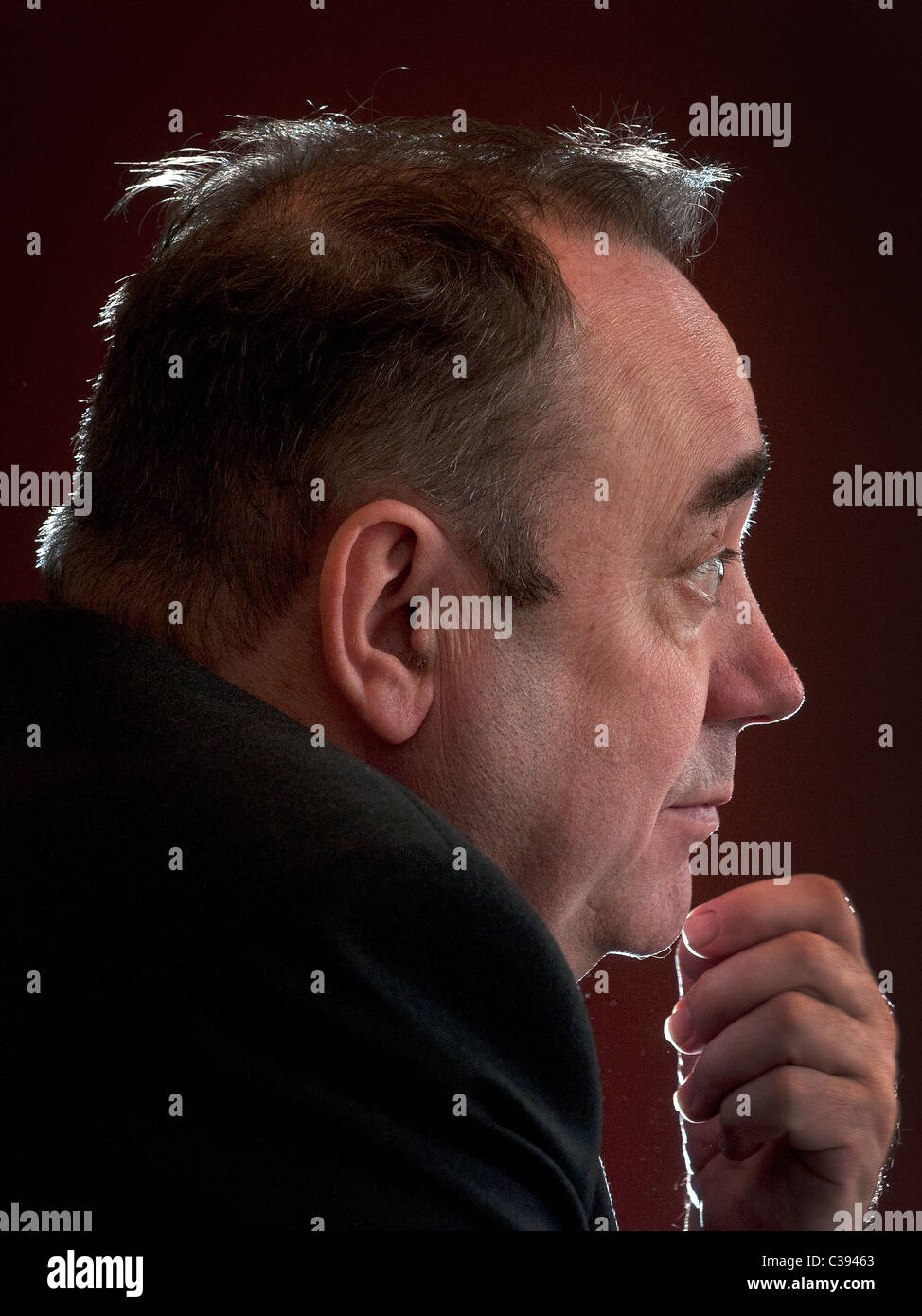 SNP leader scozzese e primo ministro Alex Salmond raffigurato in Glasgow 21 Aprile 2011 Foto Stock