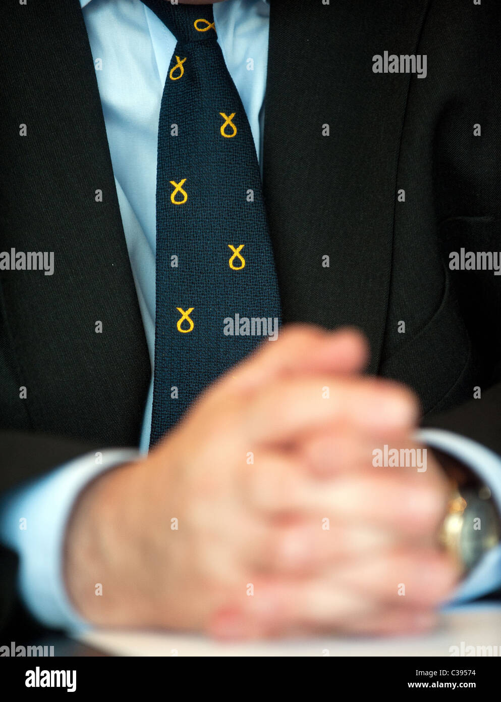 SNP leader scozzese e primo ministro Alex Salmond raffigurato in Glasgow 21 Aprile 2011 Foto Stock