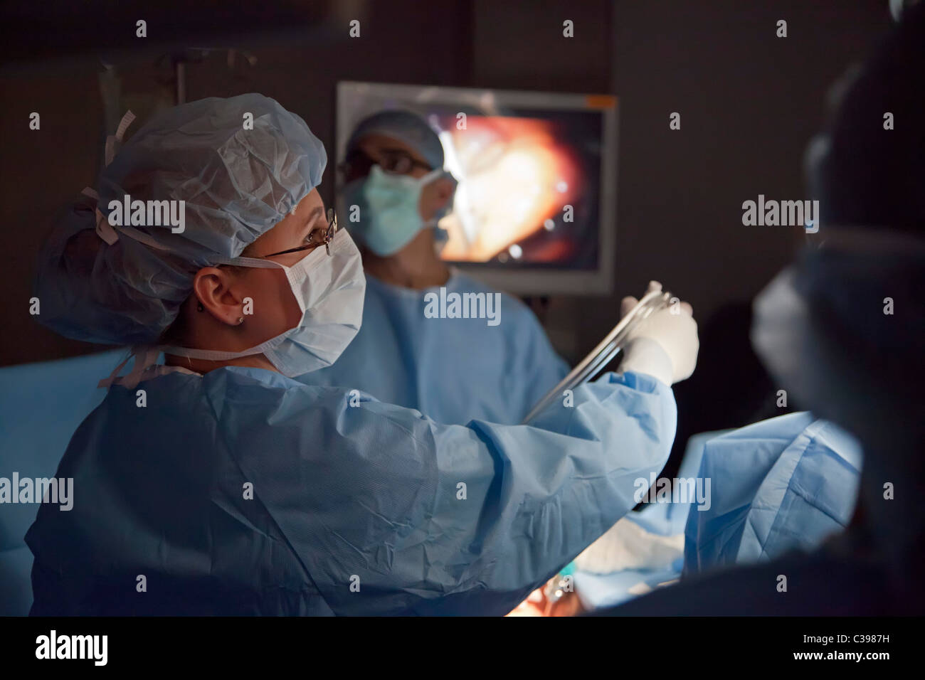 La Chirurgia Robotica in ospedale in sala operatoria Foto Stock