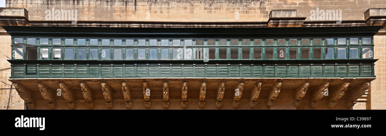 Tradizionale balcone Maltese, Valletta, Malta Foto Stock